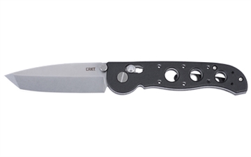 Picture of Columbia River Knife & Tool , Folding Knife, 3.11" Tanto Blade, D2 Blade Steel, 7.38" Overall Length, Stonewashed Finish, Silver, Black Grivory Handle, Crossbar Lock M16-02X