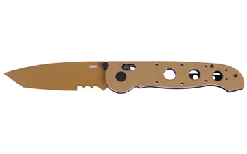 Picture of Columbia River Knife & Tool , Folding Knife, 3.97" Tanto Blade with Partial Veff Serrations, D2 Blade Steel, 9.34" Overall Length, Titanium Nitride Finish, Desert Tan, Crossbar Lock M16-14XD