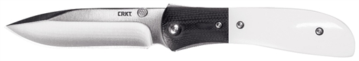 Picture of CRKT 3.25" Plain Satin 8Cr13MoV SS Blade Black/White Resin Infused Fiber w/G10 Bolster Handle Includes Pocket Clip M4-02M