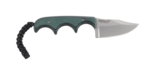 Picture of Columbia River Knife & Tool Minimalist, Bowie, 2.125" Fixed Blade Knife, Bowie, Plain Edge, Bead Blast, Black Micarta, Zytel Sheath 79402309 2387