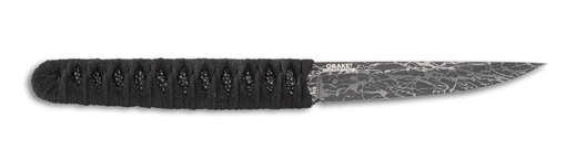 Picture of CRKT Obake 3.64" Fixed Plain Acid Etched Gray TiCN 8Cr14MoV SS Blade/ Black Nylon Cord Wrapped Stainless Steel Handle Includes Sheath 2367