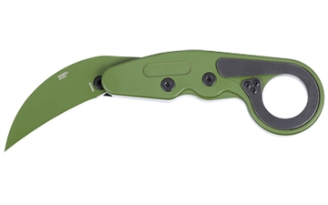 Picture of Columbia River Knife & Tool Provoke, Folding Knife, 2.41" Hawkbill Blade, D2 Blade Steel, 7.25" Overall Length, Cerakote Finish, Green, Black Aluminum Handle, Liner Lock 4040BG