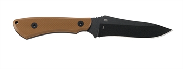 Picture of CRKT Ramadi 4.37" Fixed Plain Black Matte Baked-On Anti Rust SK-5 Steel Blade/Coyote Textured G10 Handle Includes Sheath 2083