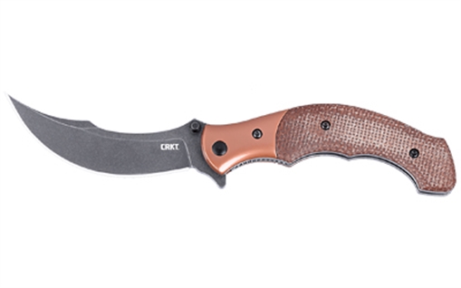Picture of Columbia River Knife & Tool Ritual Compact, Folding Knife, Plain Edge, Stonewash Black, 3.33" Blade, 12C27 Steel, Assisted Opening with IKBS Bearings, Stainless Steel Bolster, Micarta Handle, Brown 7465