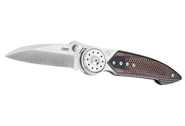 Picture of Columbia River Knife & Tool Walker, Folding Knife, 2.93" Sheepsfoot Blade, 14C28N Blade Steel, 5.94" Overall Length, Satin Finish, Silver, Brown Handle, Blade Lock 4200