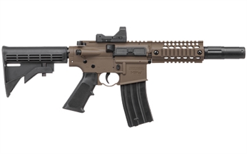 Picture of Crosman Bushmaster MPW w/Red Dot, Air Rifle, BB, 430 Feet Per Second, Black / Flat Dark Earth, Adjustable Butt Stock, Full Auto BB Rifle, 25Rd BMPWX
