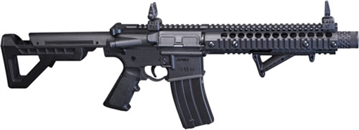 Picture of Crosman DPMS SBR Full Auto BB Rifle, 430 Feet Per Second, 6 Position Adjustable Butt Stock, Blowback Action, 25 Dropout Mag, Flip Up Iron Sights, Angled Foregrip, Black Finish DSBR