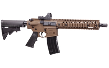 Picture of Crosman Full Auto R1 CO2 Rifle 430 Feet Per Second, 10.5" Barrel, Synthetic Stock, AR Compatible Buffer Tube and Pistol Grip, Blowback Action, Realistic Weight and Functions, 25Rd, Flat Dark Earth CFAR1X