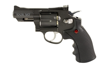 Picture of Crosman CO2 Powered Duel Ammo Full Metal Snub Nose Revolver, .177 BB, .177 Pellet, Double or Single Action 6-Shot Swing Out Cylinder with Reusable Cartridges, 400 Feet Per Second SNR357