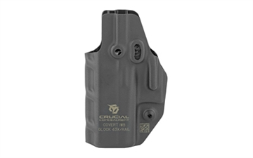Picture of Crucial Concealment Covert IWB, Inside Waistband Holster, Ambidextrous, Kydex, Black, Fits Glock 43/43X 1019