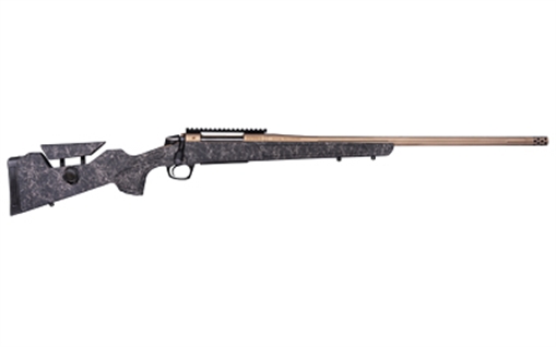 Picture of CVA Cascade Long Range Hunter, Bolt Action Rifle, 7MM PRC, 24" Threaded Barrel, 5/8x24, Cerakote Finish, Smoked Bronze, Synthetic Stock, Black with Smoked Bronze Web, 20 MOA Picatinny Rail, 1 Magazine, 3 Rounds CR3969F