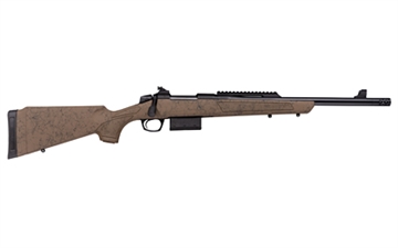 Picture of CVA Cascade, SR-80, Bolt Action Rifle, 350 Legend, 18" Barrel, Threaded 5/8x24, Radial Muzzle Brake, Cerakote Finish, Black Barrel and Action, Flat Dark Earth with Black Webbing Stock, 4 Rounds, 1 Magazine, Includes Rear Peep Sight and Adjustable Front Sight CR3937