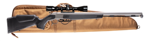Picture of CVA Optima Scope Package 50 Cal 26" Stainless Fluted Barrel, Drilled & Tapped Stainless Steel Receiver, Fixed Black Synthetic Stock, Konus 3-9x40mm BDC, Rifle Case, Aerolite Bullets PR2050SSCP