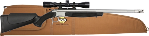 Picture of CVA Scout TD Rifle 35 Whelan Single Shot 25" Threaded Barrel Stainless Steel and Black with Muzzle Brake and 9x40 Scope CR4911SSC