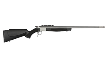 Picture of CVA Scout, Single Shot Rifle, 45-70 Government, 25" Threaded Fluted Barrel, Stainless Steel Finish, Synthetic Stock, Black, Ambidextrous, Scope Rail, Muzzle Brake, 1 Round CR4806S