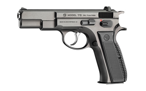 Picture of CZ USA MODEL 75 9MM 4.61IN BARREL 16RD BLUED FIXED SIGHTS MANUAL SAFETY BLK PLASTIC GRIPS 99026 99026