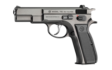 Picture of CZ USA MODEL 75 9MM 4.61IN BARREL 16RD BLUED FIXED SIGHTS MANUAL SAFETY BLK PLASTIC GRIPS 99026 99026
