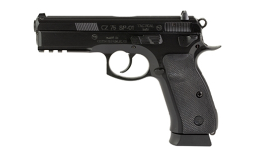 Picture of CZ 75 SP-01 Tactical, Semi-Automatic, DA/SA, Full Size, 9MM, 4.6" Cold Hammer Forged Barrel, Steel Frame, Black Finish, Rubber Grips, Luminescent 3 Dot Sights, Decocker, 2 Magazines, 19 Rounds 89353