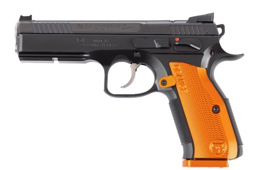 Picture of CZ USA SHADOW 2 ORANGE OPTICS-READY 9MM 19RD 4.89IN BARREL BLACK POLYCOAT STEEL FRAME NITRIDE SLIDE FIBER OPTIC FRONT/BLACK SERRATED HAJO REAR SIGHTS EXTERNAL BARREL BUSHING SHORT-RESET DISCONNECTOR 91248
