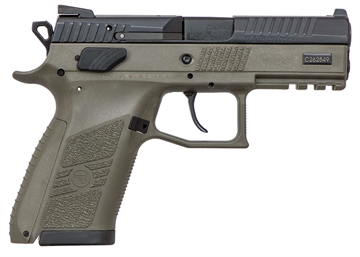 Picture of CZ P-07 AMBI SAFETY HGA 9MM 3.8 IN BBL POLY OD GREEN FRAME BLK SLIDE FS 2/15R MAGS 91077