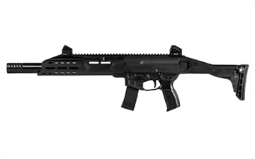 Picture of CZ Scorpion 3 Plus, Semi-automatic, Carbine, 9MM, 16.3" Barrel, Threaded 1/2x28, Matte Finish, Black, Faux Suppressor, Folding Adjustable Stock, Adjustable Sights Ambidextrous Bolt Catch, 20 Rounds, 1 Magazine 91422