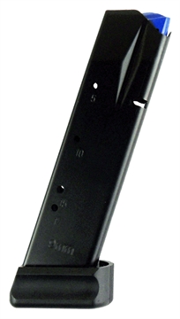 Picture of CZ Magazine, 9MM, 19 Rounds, Fits CZ75 SP-01, Blued Finish, 9MM ONLY (magazine body is marked 9mm/.40 on opposing sides) 11159