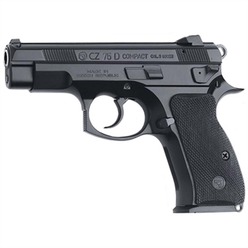 Picture of CZ 75 D PCR Compact, Double Action/Single Action, Semi-automatic, Metal Frame Pistol, Compact, 9MM, 3.75" Cold Hammer Forged Barrel, Black, Rubber Grips, Fixed Sights, Decocker, 15 Rounds, 2 Magazines 91194