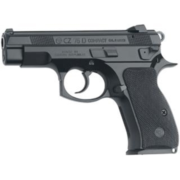 Picture of CZ 75 D PCR Compact, Double Action/Single Action, Semi-automatic, Metal Frame Pistol, Compact, 9MM, 3.75" Cold Hammer Forged Barrel, Black, Rubber Grips, Fixed Sights, Decocker, 10 Rounds, 2 Magazines 01194