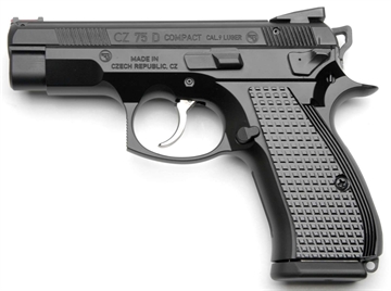 Picture of Cz Custom Shop CZ 75 D PCR Compact Frame 9mm Luger 15+1 3.90" Steel Barrel Black, Serrated Black Slide, Polycoat Aluminum Frame w/Beavertail, Black Checkered Aluminum Grip 91048