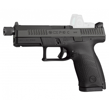 Picture of CZ P-10 C Suppressor and Optic Ready, Striker Fired, Semi-automatic, Polymer Frame Pistol, Compact, 9MM, 4.61" Threaded Barrel, 1/2X28, Nitride Slide Finish, Black, 3 Interchangeable Backstraps, High Fixed Sights, Optic Ready, Integrated Trigger Safety, 17 Rounds, 2 Magazines 91513