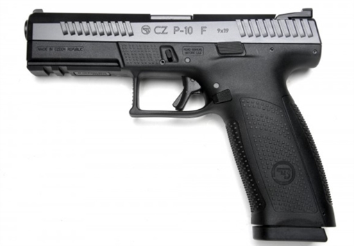 Picture of CZ CZ, P-10F, Semi-automatic, Striker Fired, Full Size, 9MM, 4.5" Barrel, Nitride Finish, Polymer Frame, Black, Ambidextrous, Trigger Safety, Fixed Sights, 19 Rounds, 2 Magazines 91540