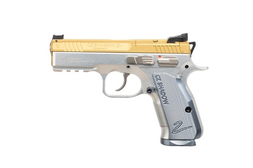 Picture of CZ USA SHADOW 2 COMPACT 9MM 4IN BARREL 15RD GOLD OR FO FRONT/BLK SER HAJO Rr MAN SAFETY SIL ALUM GRIPS 86159 86159