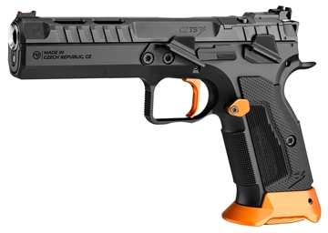Picture of CZ USA CZ TS 3 ORANGE 9MM 5.2IN BULL BARREL 20RD BLACK MS OR STEEL FRAME FO FRONT/ADJ REAR SIGHT SA ONLY G10 GRIPS 91233 91233