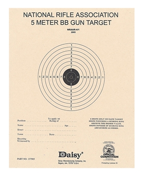 Picture of Daisy 408 NRA 5-Meter Target Air Rifle Bullseye Hanging Paper 5 Meters Air Rifle Black/White 50 Per Pkg 990408810