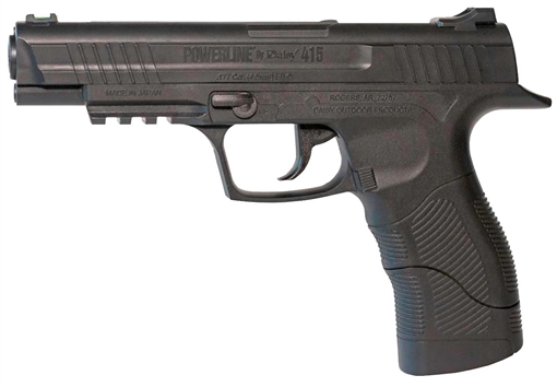 Picture of Daisy 5415 415 Powerline CO2 177 BB Smooth Bore Steel Barrel, 21 Shot Built-In BB Magazine, Black Frame w/Accessory Rail, Checkered Polymer Grips, Manual Safety 980415222