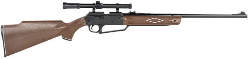 Picture of Daisy Powerline 880 Pump Pneumatic 177 1 Pellet/50 BB Shot Molded w/Checkering & Woodgrain Black Receiver Powerline Fixed Monte Carlo Stock 992880603