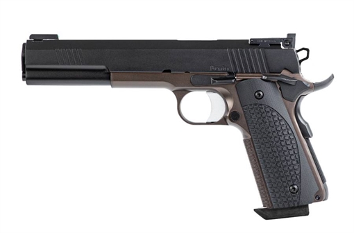 Picture of Dan Wesson Bruin 10mm Auto 8+1 6.03" Stainless Steel Barrel, Black Duty Serrated Stainless Steel Slide, Bronze Stainless Steel Frame w/Beavertail, Brown G10 Grip, Ambidextrous 01841
