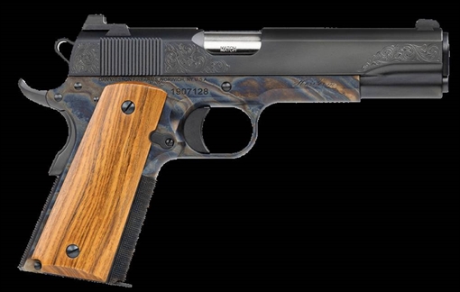 Picture of Dan Wesson Heirloom 2020 45 ACP 5" 8+1 Case Colored Black Stainless Steel French Walnut Grip 01822