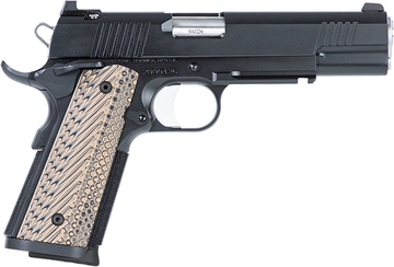 Picture of Dan Wesson Specialist 45 ACP 8+1 5" Stainless Steel Barrel, Black Duty Serrated Steel Slide, Frame w/Beavertail & Picatinny Rail, Black/Brown G10 Grip, Ambidextrous 01801