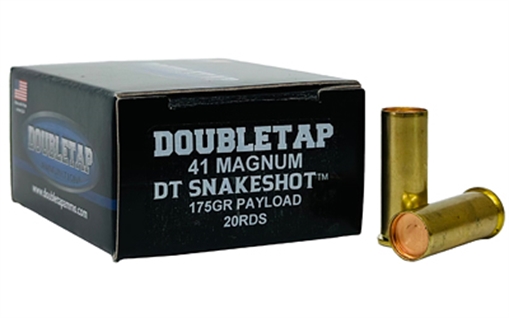 Picture of DoubleTap Ammunition SnakeShot, 41 Magnum, 175 Grain, #9 Shot with Hardcast Full Wadcutter, 20 Round Box 41MSS2