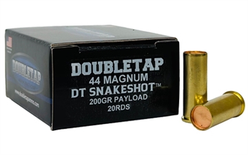Picture of DoubleTap Ammunition SnakeShot, 44 Magnum, 200 Grain, #9 Shot with Hardcast Full Wadcutter, 20 Round Box 44MSS2