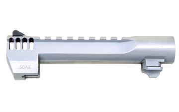 Picture of Magnum Research Barrel, .50 Action Express, 6", Picatinny Accessory Rail, With Muzzle Brake, Fits Desert Eagle MK XIX 50AE, Brushed Chrome Finish, Silver BAR506BCIMB