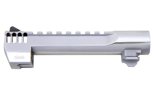 Picture of Magnum Research Barrel, .50 Action Express, 6", Picatinny Accessory Rail, With Muzzle Brake, Fits Desert Eagle MK XIX 50AE, Polished Chrome Finish, Silver BAR506PCIMB