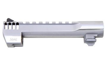 Picture of Magnum Research Barrel, .50 Action Express, 6", Picatinny Accessory Rail, With Muzzle Brake, Fits Desert Eagle MK XIX 50AE, Polished Chrome Finish, Silver BAR506PCIMB
