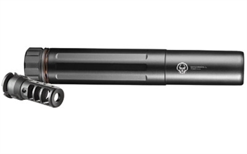 Picture of Dead Air Armament Sandman-L, Rifle Suppressor, 5.56MM/7.62MM, Stainless Steel, Cerakote Black Finish, with 5/8x24 Nitrided Muzzle Device SML762