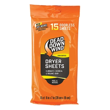 Picture of Dead Down Wind Dryer Sheets Odor Eliminator Odorless Scent Dryer Sheet 15 Per Pkg 1113