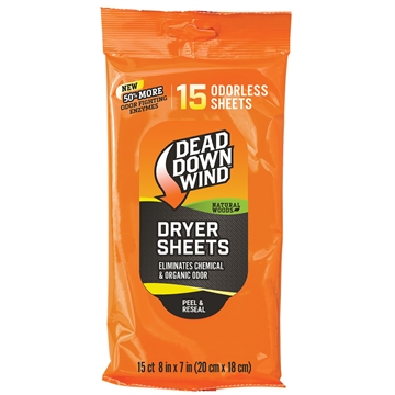 Picture of Dead Down Wind Dryer Sheets Cover Scent Natural Woods Scent Dryer Sheet 15 Per Pkg 11913