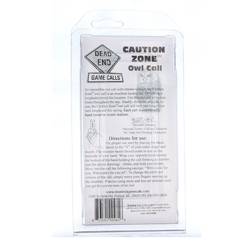 Picture of DEAD END GAME CALLS INC. CAUTION ZONE OWL CALL CZ002