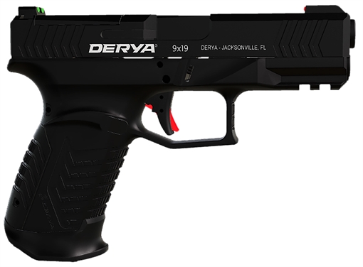 Picture of Derya DY9, Striker Fired, Semi-automatic, Polymer Frame Pistol, Full Size, 9MM, 3.86" Barrel, Melonite Finish, Black, Truglo Fiber Optic Front and Rear Sights, Optics Ready Slide, Glock Magazine Compatible, 10 Rounds, 1 Magazine, Includes (2) Optic Plates & (4) Back Straps 10L.DY9.TR 10LDY9TR
