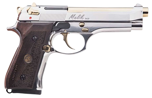 Picture of Derya Firearms Melik 9mm Luger 15+1 4.90" Gold TiN Steel Barrel, Black Melonite Serrated Steel Slide, Black Aluminum Frame, Black Polymer Grip 15L.MELIK9.NG.TR